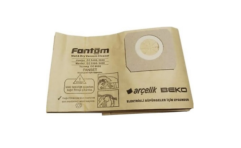 Arçelik - Fantom Süpürge Kağıt Torba Kazanlı Halı Yıkamalı 10'lu PAKET